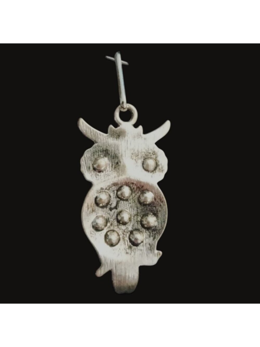 Colorful Owl Pendant Rhinestones Silver Tone - Picture 4 of 4
